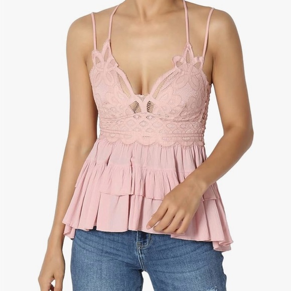 Pink Lace Ruffle Tank - Picture 1 of 3